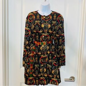 Vintage Multicolor Nautical Collarless Dress With Pockets By Mijoli